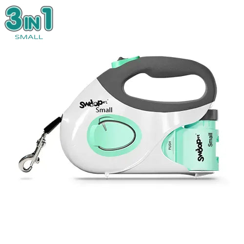 Swoopet 3-in-1 Retractable Dog Lead, No-Touch Pooper Scooper & Bag Clip (Dogs up to 15kg)
